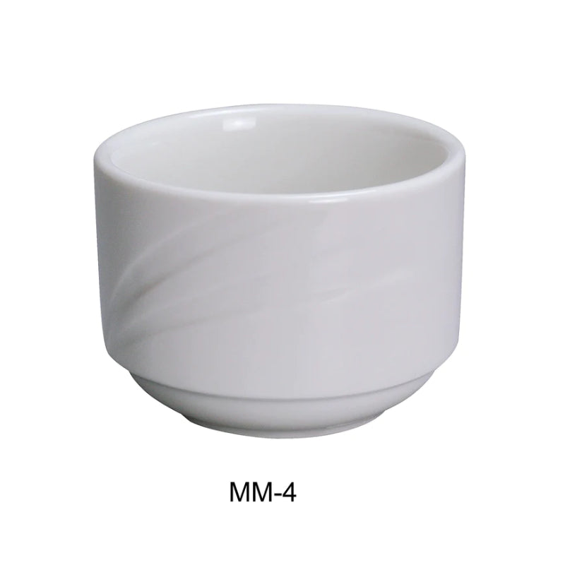 Yanco MM-4 3 1/2 X 2 1/2" H Bouillon, Embossed Pattern Bone, White Durable China 7.5 Oz, Pack of 36 (3 Dz)