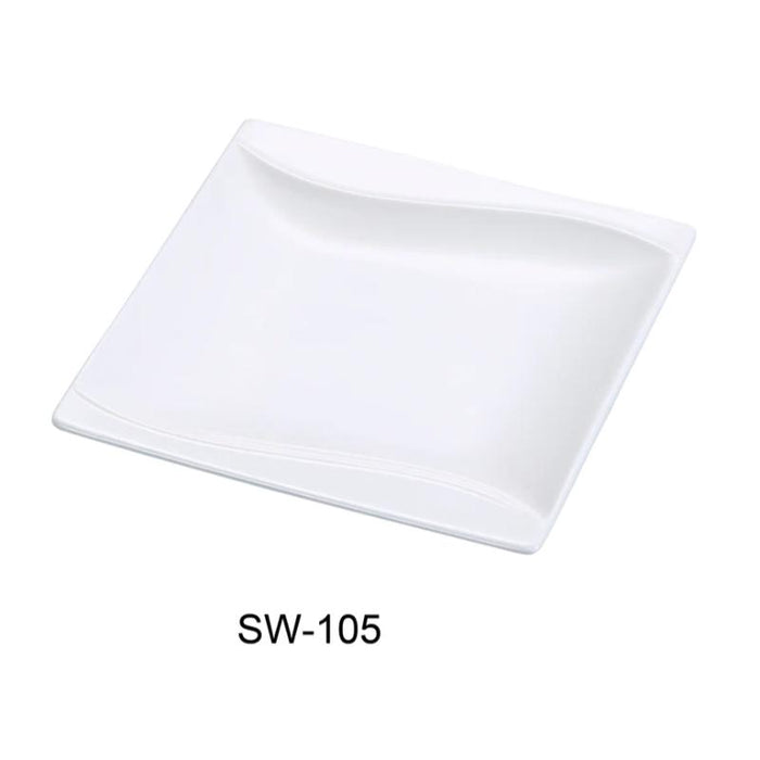 Yanco SW-105 Sea Wave 4.5″ Square Plate, China, Bone White (4Dz)