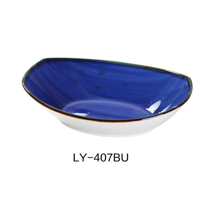 Yanco LY-407BU Lyon Oval Bowl, Blue, 10 Oz, Reactive Glaze, China (2Dz)