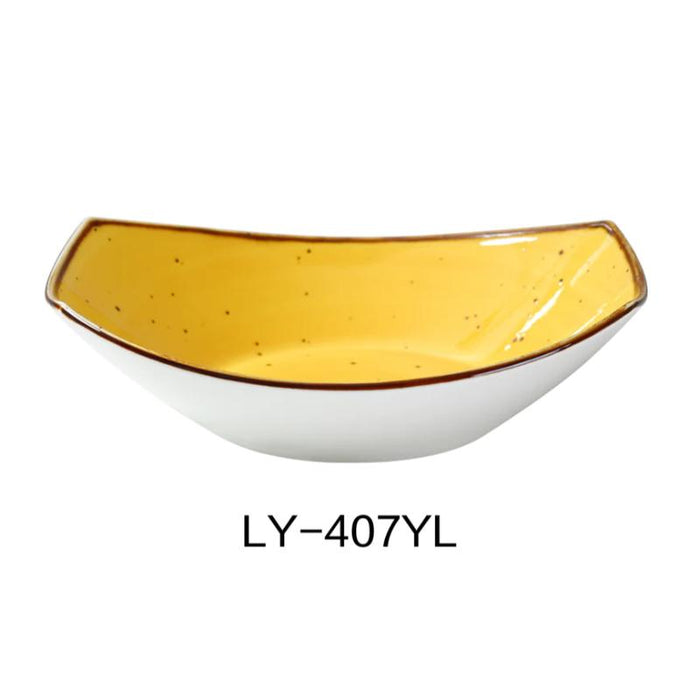 Yanco LY-407YL Lyon Oval Bowl, 10 Oz, Yellow, Reactive Glaze, China, (2Dz)