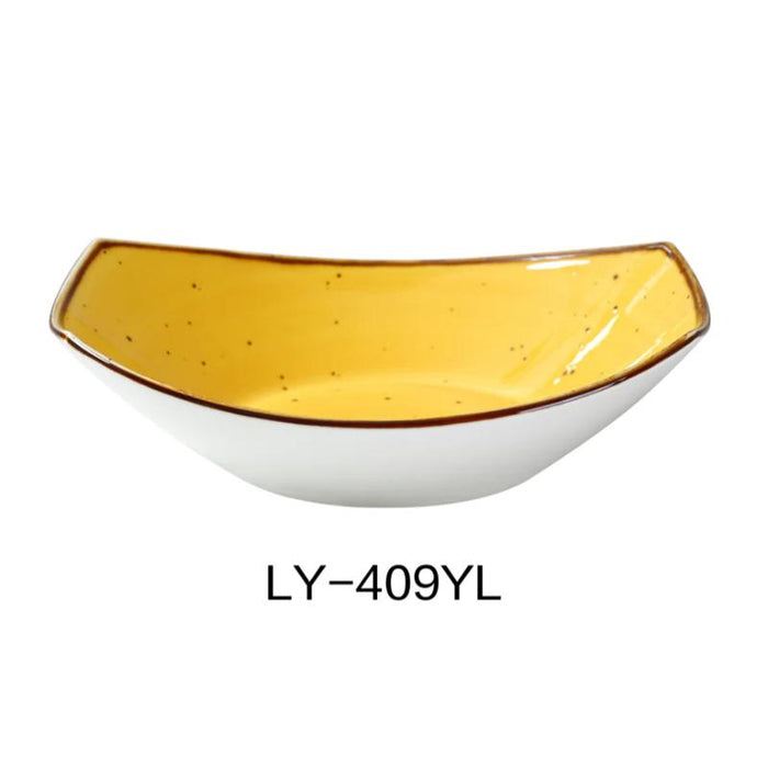 Yanco LY-409YL Lyon Oval Bowl, 20 Oz, Yellow, Reactive Glaze, China, (1Dz)