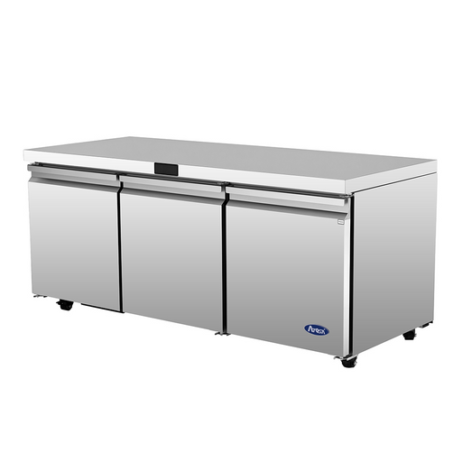 Commercial stainless steel undercounter refrigerator with triple doors