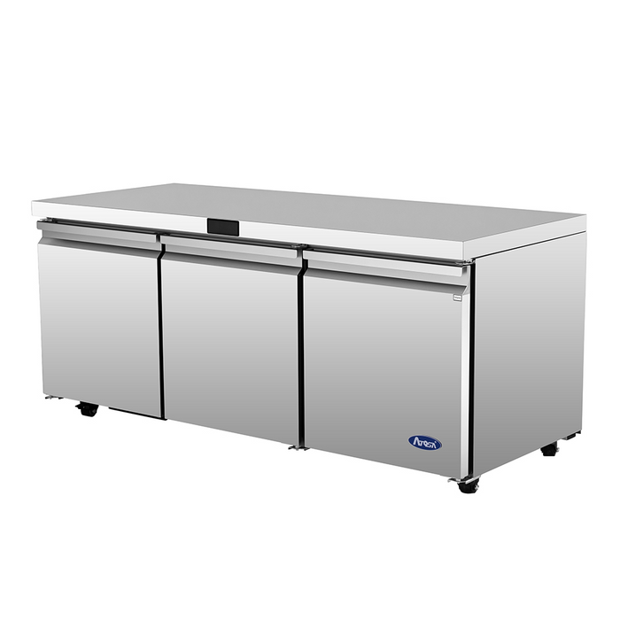 Commercial stainless steel undercounter refrigerator with triple doors