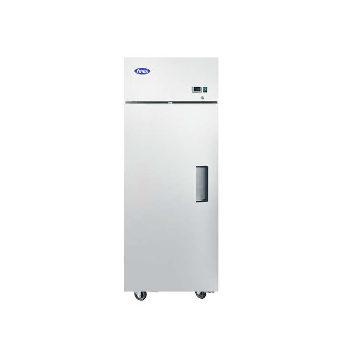 Atosa MBF8001GRL Top Mount One-Door Reach-In Freezer with stainless steel exterior and energy-efficient commercial design.