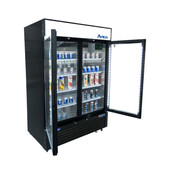 ATOSA MCF8723GR — Black Cabinet Two (2) Glass Door Merchandiser Cooler
