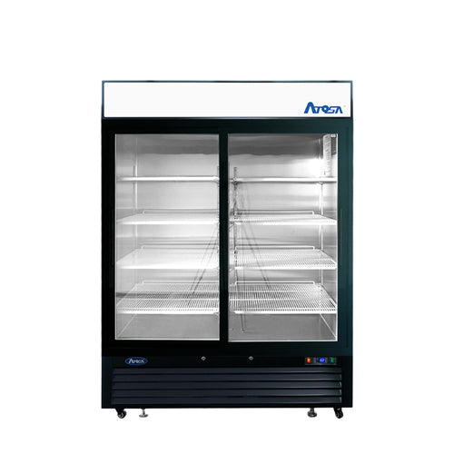 ATOSA MCF8727GR — Black Cabinet Two (2) Sliding Glass Door Merchandiser Cooler