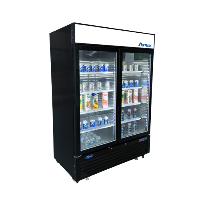ATOSA MCF8727GR — Black Cabinet Two (2) Sliding Glass Door Merchandiser Cooler