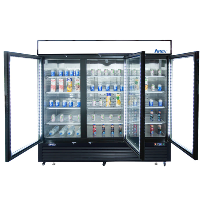 ATOSA MCF8728GR — Black Cabinet Three (3) Glass Door Merchandiser Freezer