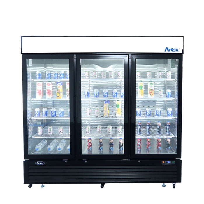 ATOSA MCF8728GR — Black Cabinet Three (3) Glass Door Merchandiser Freezer