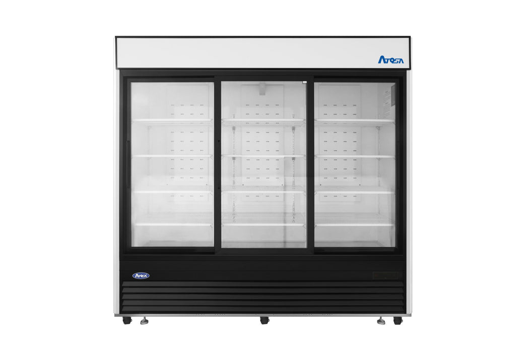 ATOSA MCF8729GR — Black Cabinet Three (3) Glass Sliding Door Cooler