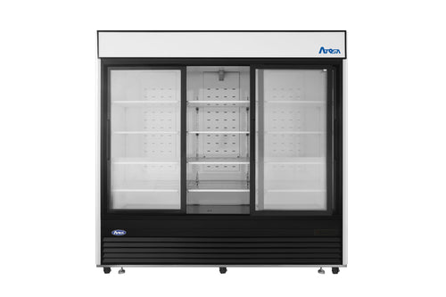 ATOSA MCF8729GR — Black Cabinet Three (3) Glass Sliding Door Cooler