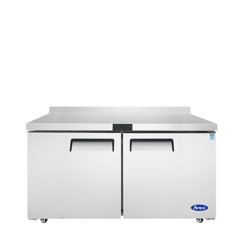 Atosa MGF8414GR 60″ stainless steel worktop freezer with two doors and backsplash