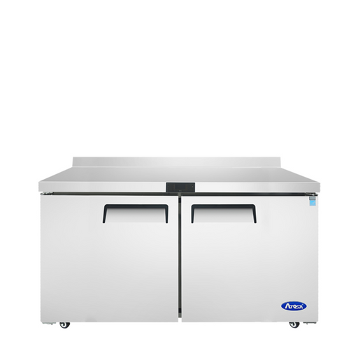 Atosa MGF8414GR 60″ stainless steel worktop freezer with two doors and backsplash