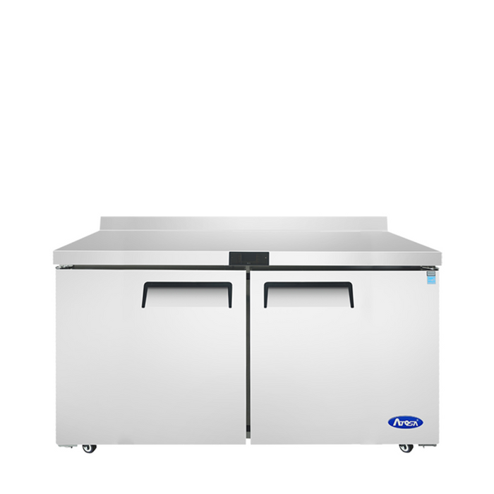 Atosa MGF8414GR 60″ stainless steel worktop freezer with two doors and backsplash