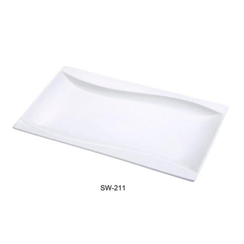Yanco SW-211 Sea Wave Rectangular Plate, China, Bone White (1Dz)