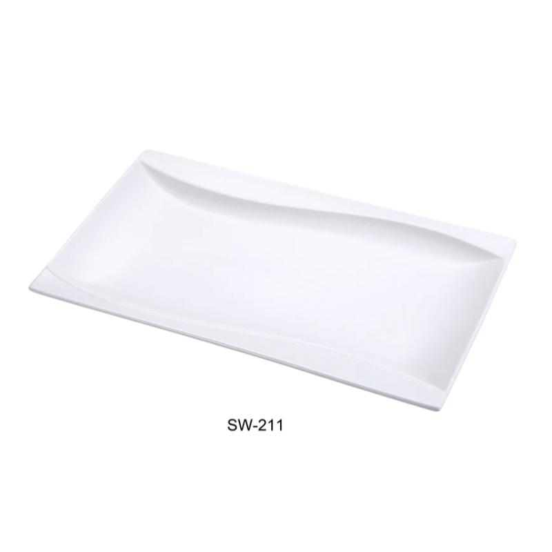 Yanco SW-211 Sea Wave Rectangular Plate, China, Bone White (1Dz)