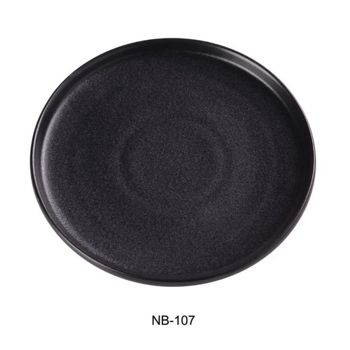 Yanco NB-107 Round Plate With Upright Rim Ceramic Noble Black Dinner Plate Pack of 36 (3Dz)