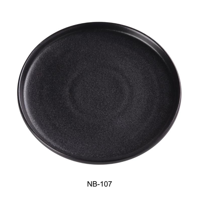 Yanco NB-107 Round Plate With Upright Rim Ceramic Noble Black Dinner Plate Pack of 36 (3Dz)
