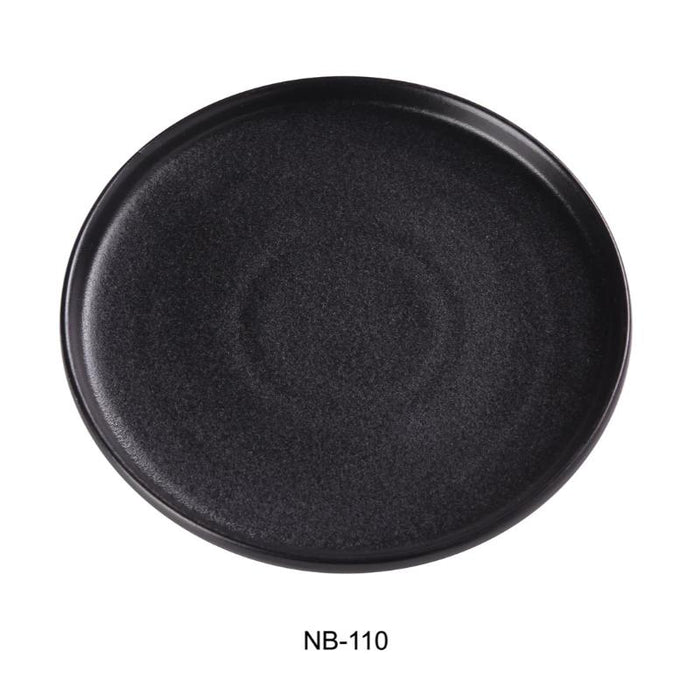 Yanco NB-110 Round Plate with Upright Rim Ceramic Noble Black Dinner Plate Pack of 12 (1Dz)