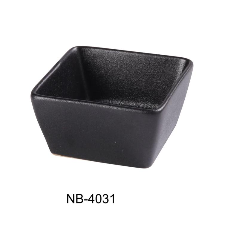 Yanco NB-4031 SQUARE SAUCE DISH 3 OZ Ceramic Noble Black Condiment Server (4Dz)