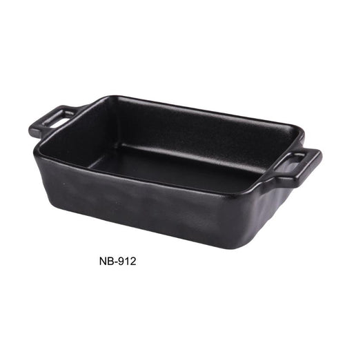 Yanco NB-912 SQUARE BAKE PLATE WITH HANDLE 70 OZ Ceramic Noble Black Dinner Plate, 6 pcs