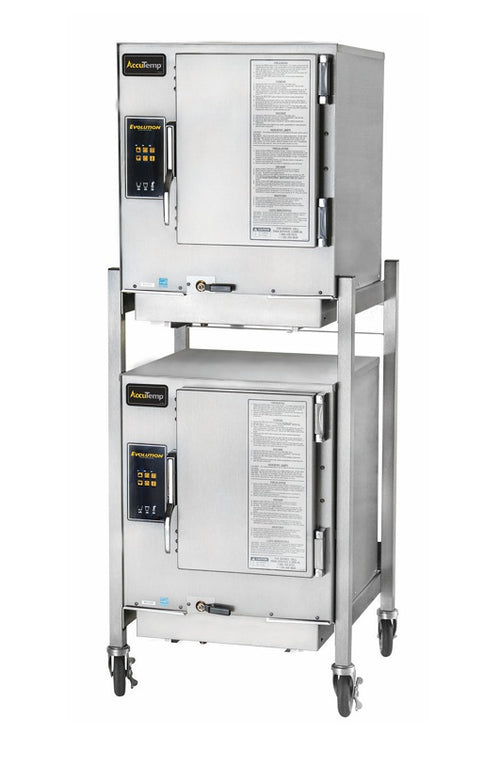 Accu Temp P61201E060 DBL Steamer 6-Pan, Double stacked, Stand-mounted, Connected, Propane