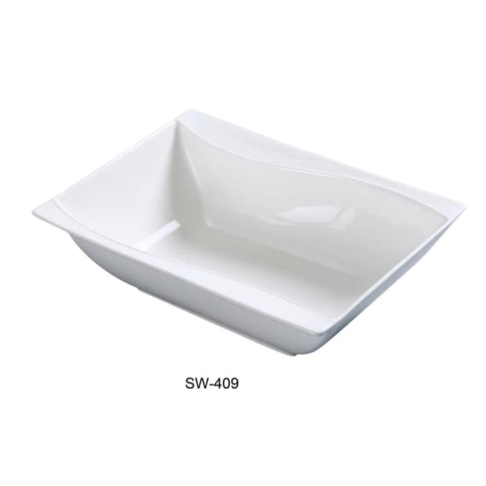 Yanco SW-409 Sea Wave Rectangular Bowl, 25 oz, China, Bone White (1Dz)