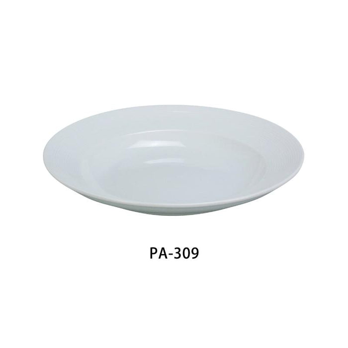 Yanco PA-309 Rim Soup Bowl, 10 oz Capacity, 9″ Diameter, Porcelain, Super White (2Dz)