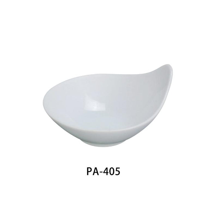 Yanco PA-405 Ear Shaped Bowl, 3.5 oz Capacity, 3.5″ Diameter, Porcelain, Super White (3Dz)