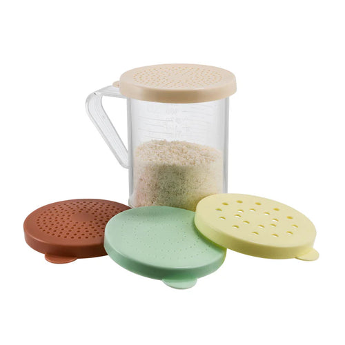 Winco 10 oz Dredge Set with 4 Colored Snap-On Lids