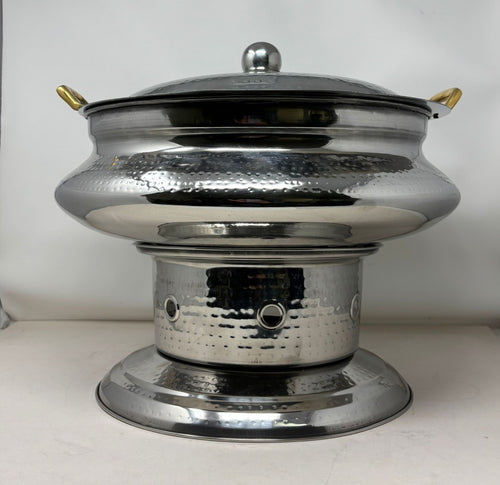Stainless Steel Hammered New design Chafing Dish - Chafer with brass handle - 8 ltrs