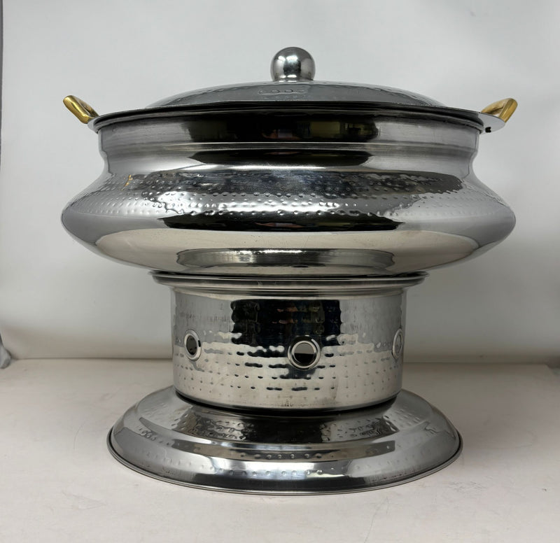 Stainless Steel Hammered New design Chafing Dish - Chafer with brass handle - 8 ltrs