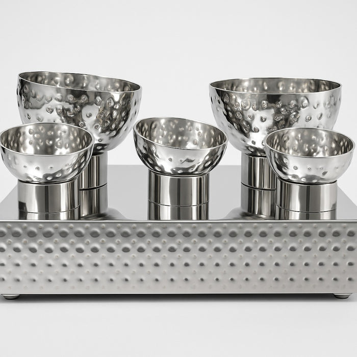 Stainless Steel Hammered Pani Puri Bowl Set