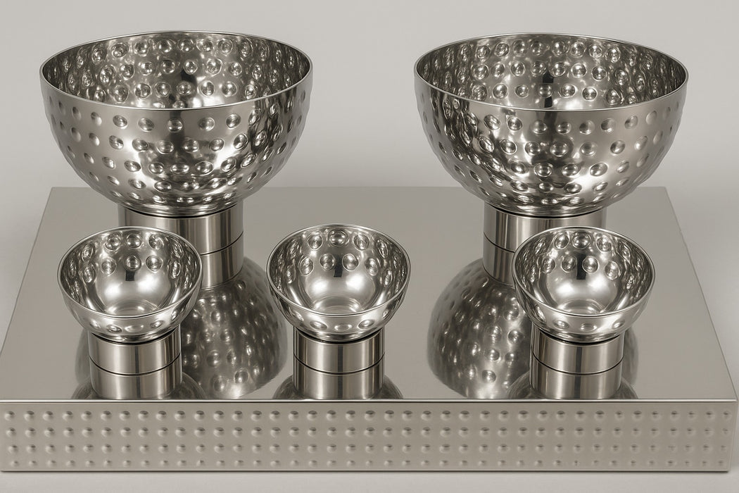 Stainless Steel Hammered Pani Puri Bowl Set