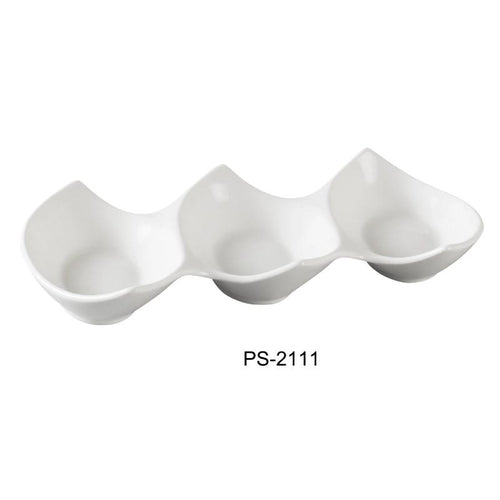 Yanco PS-2111 3-Compartment Plate, Porcelain, Bone White Pack of 36 (3Dz)