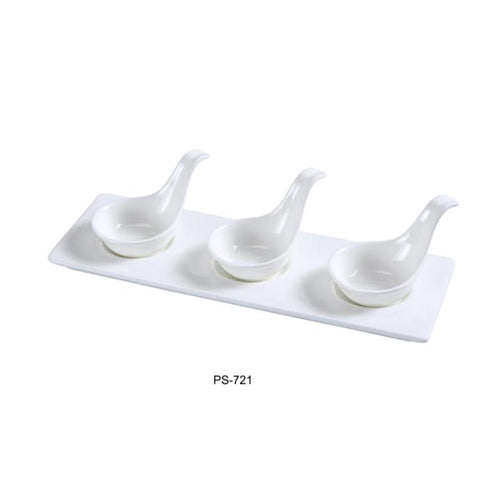 Yanco PS-721 Piscataway Three 2" Spoon with Tray, 2 Oz Each, China, White (1Dz)