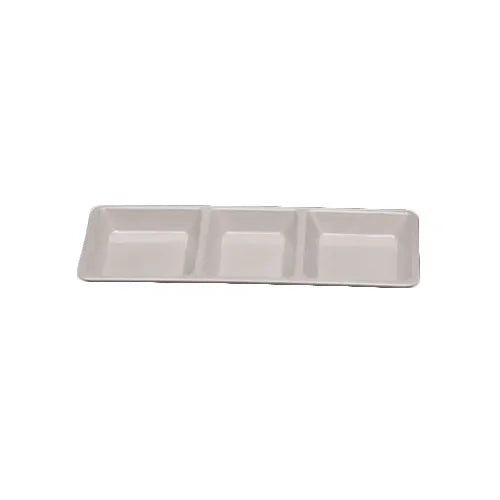 Thunder Group Melamine Western 28 OZ, 15" X 6 1/4" X 1 3/8", RECTANGULAR 3 SECTION COMPARTMENT TRAY, PASSION WHITE, Pack of 6
