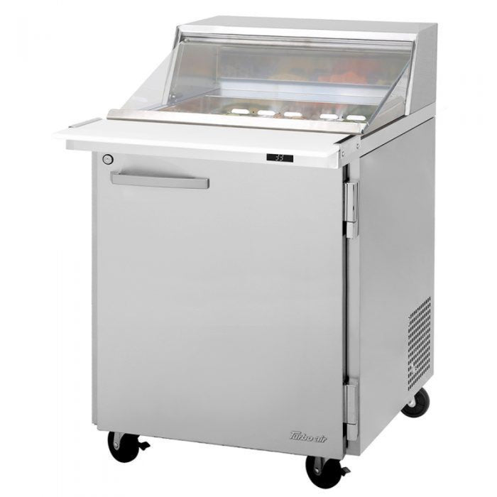 Turbo Air PST-28-12-N-CL Rear Mount PRO Series Mega Top Sandwich/Salad Prep Table-Clear Lid with One Section 8 cu. ft