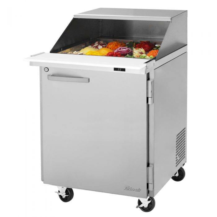 Turbo Air PST-28-12-N-SL Rear Mount PRO Series Mega Top Sandwich/Salad Prep Table-Slide Lid with One Section 8 cu. ft