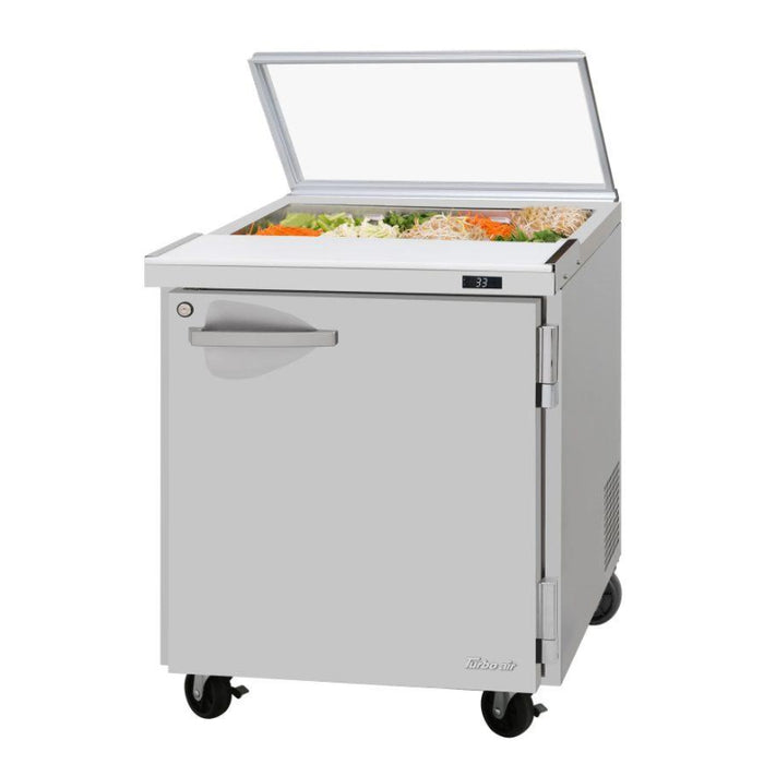 Turbo Air PST-28-N-GL Rear Mount PRO Series Sandwich/Salad Prep Table-Glass Lid with One Section 7.0 cu. ft
