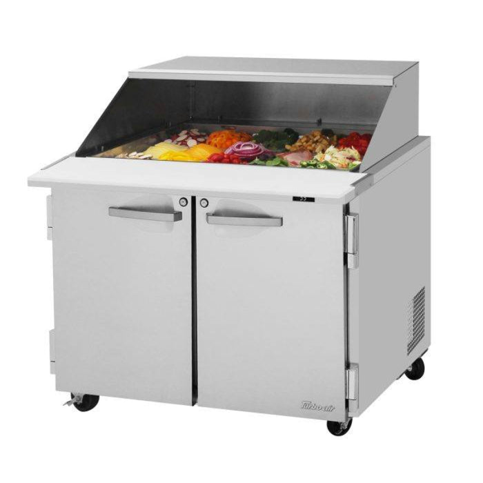 Turbo Air PST-36-15-N-SL Rear Mount PRO Series Mega Top Sandwich/Salad Prep Table-Slide Lid with Two Sections 9.0 cu. ft