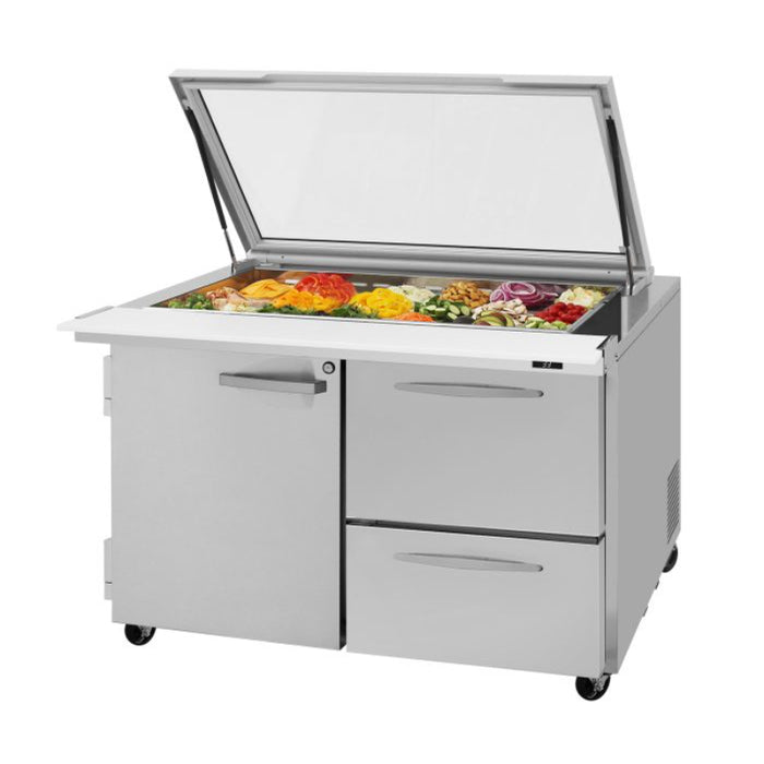 Turbo Air PST-48-18-D2R(L)-N-GL PRO Series Mega Top Sandwich/Salad Prep Table-Glass Lid with Two Sections 15.0 cu. ft
