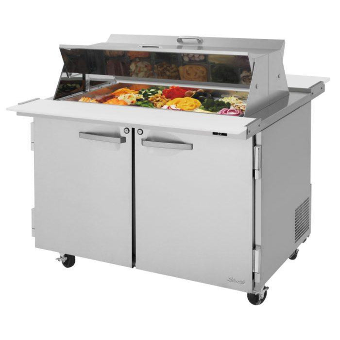 Turbo Air PST-48-18-N-DS Rear Mount PRO Series Mega Top Sandwich/Salad Prep Table-Dual Sided with Two Sections 15.0 cu. ft