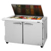 Turbo Air PST-48-18-N-FL Rear Mount PRO Series Mega Top Sandwich/Salad Prep Table-Flat Lid with Two Sections 15.0 cu. ft