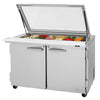 Turbo Air PST-48-18-N-GL Rear Mount PRO Series Mega Top Sandwich/Salad Prep Table-Glass Lid with Two Sections 15.0 cu. ft