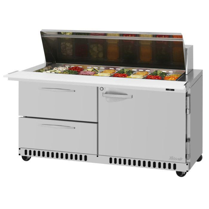 Turbo Air PST-60-24-D2R(L)-FB-N PRO Series Mega Top Sandwich/Salad Prep Table with Two Sections 14.8 cu. ft