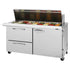 Turbo Air PST-60-24-D2R(L)-N Rear Mount PRO Series Mega Top Sandwich/Salad Prep Table with Two Sections 17.0 cu. ft