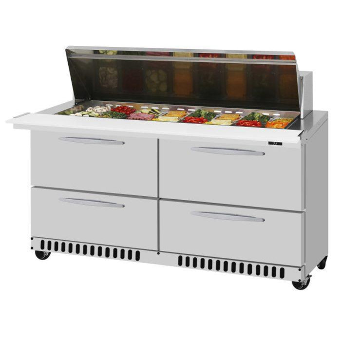 Turbo Air PST-60-24-D4-FB-N PRO Series Mega Top Sandwich/Salad Prep Table with Two Sections 14.8 cu. ft