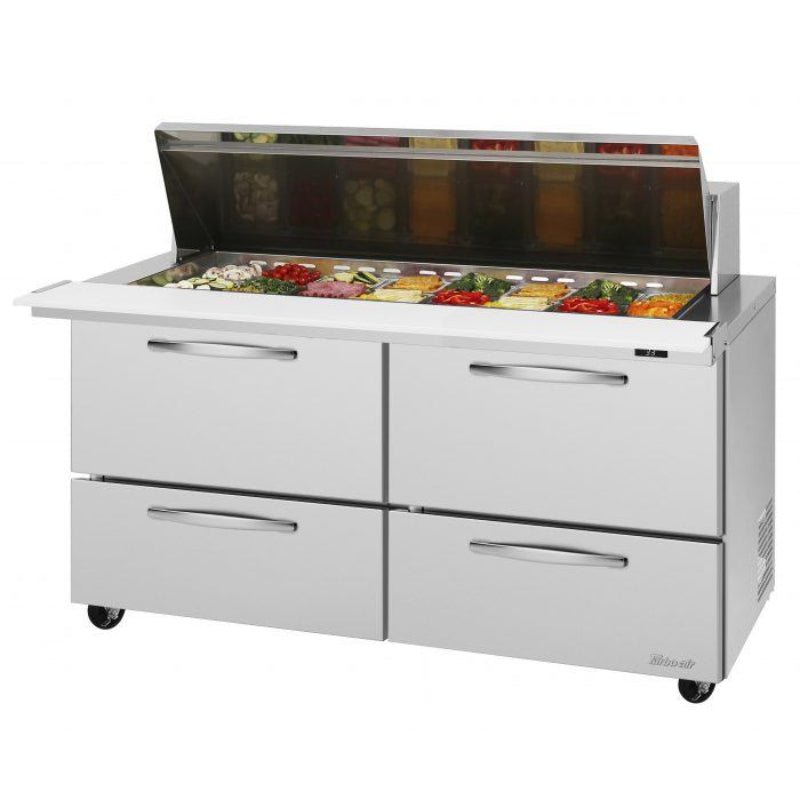 Turbo Air PST-60-24-D4-N PRO Series Mega Top Sandwich/Salad Prep Table with Two Sections 19.0 cu. ft