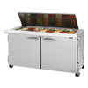 Turbo Air PST-60-24-N-FL Rear Mount PRO Series Mega Top Sandwich/Salad Prep Table-Flat Lid with Two Sections 19.0 cu. ft